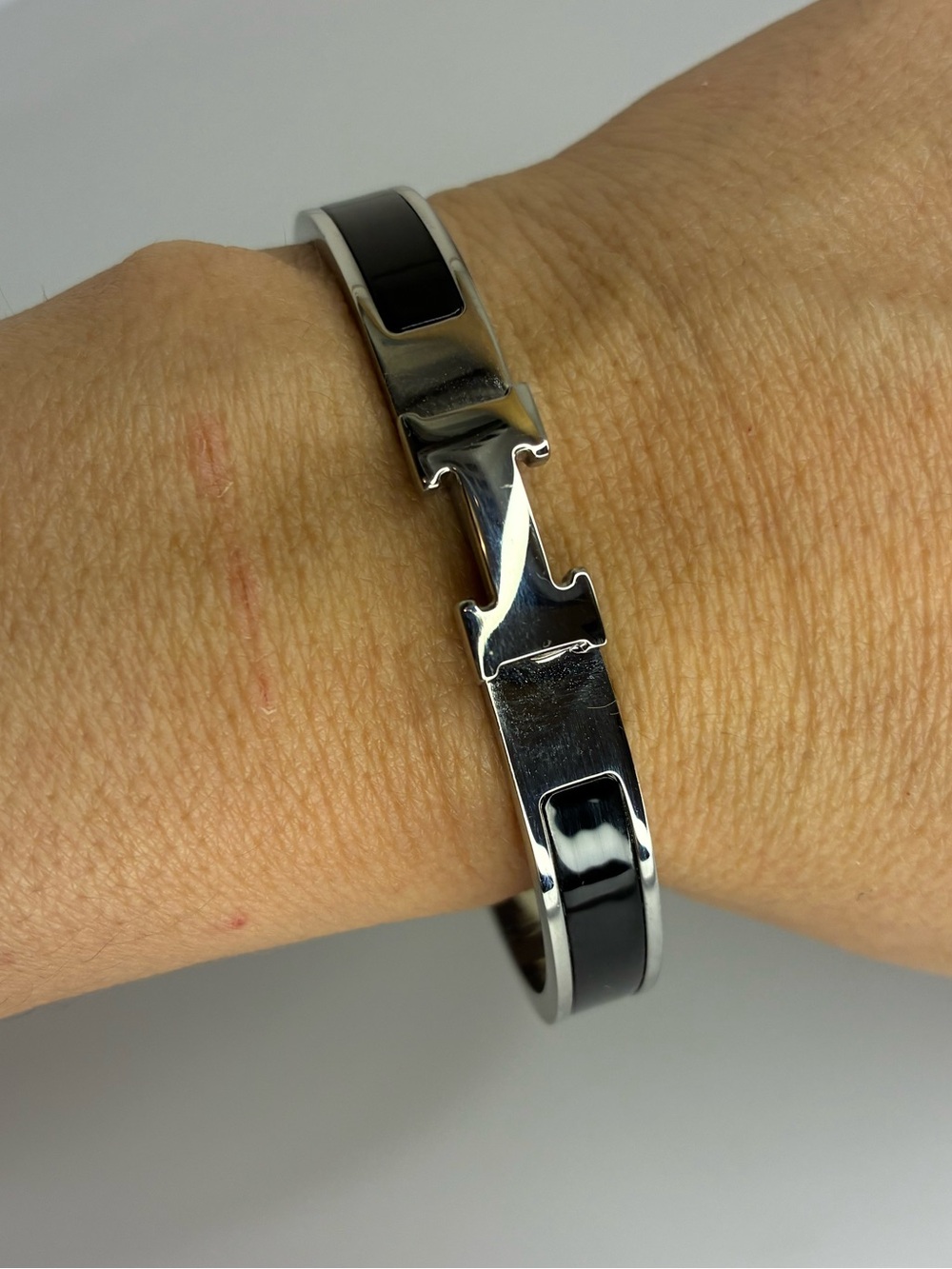 Vintage Silver and Black H Bracelet